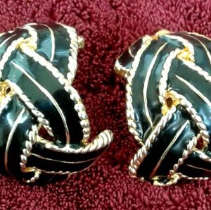 Black & Gold Clip Earrings